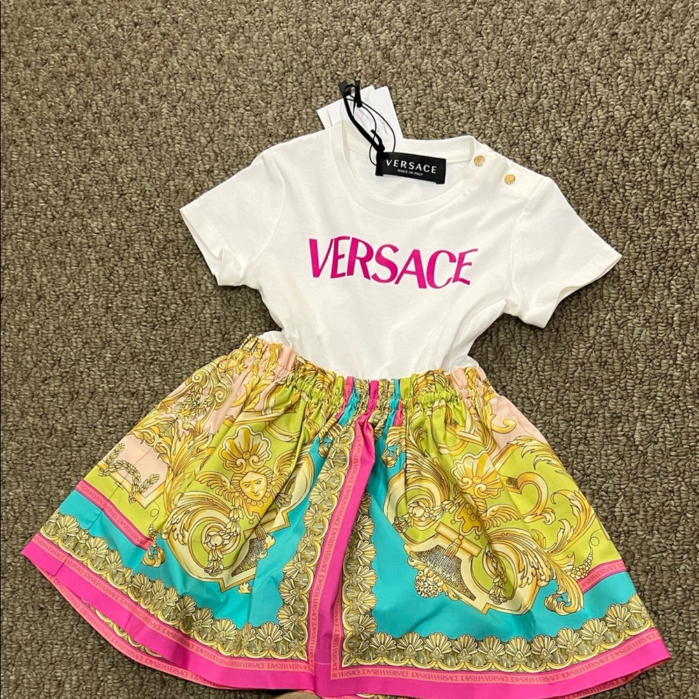 Versace kids baroque pattern-print T-shirt dress